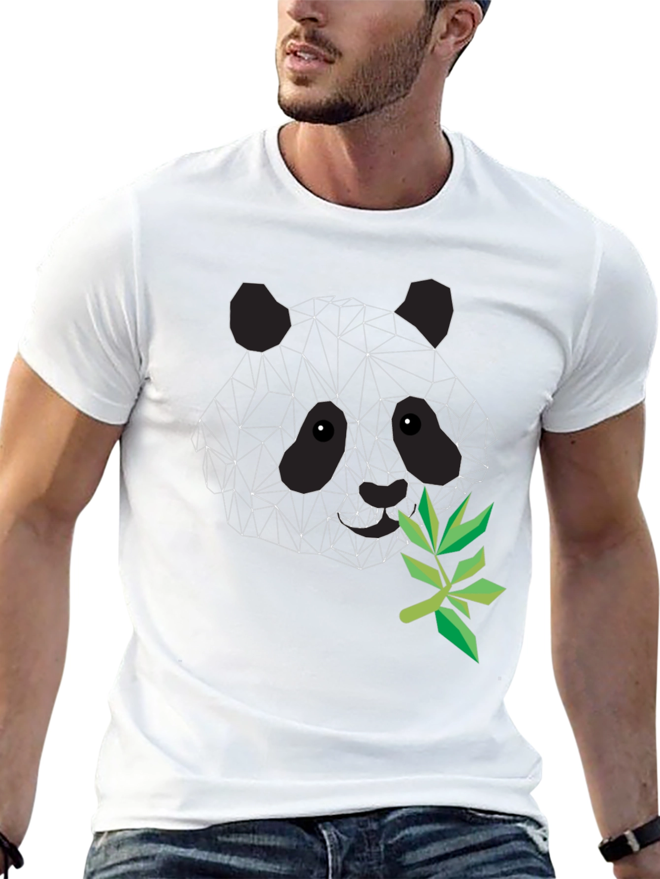 Geometric Panda T-Shirt - Stylish Black Tee