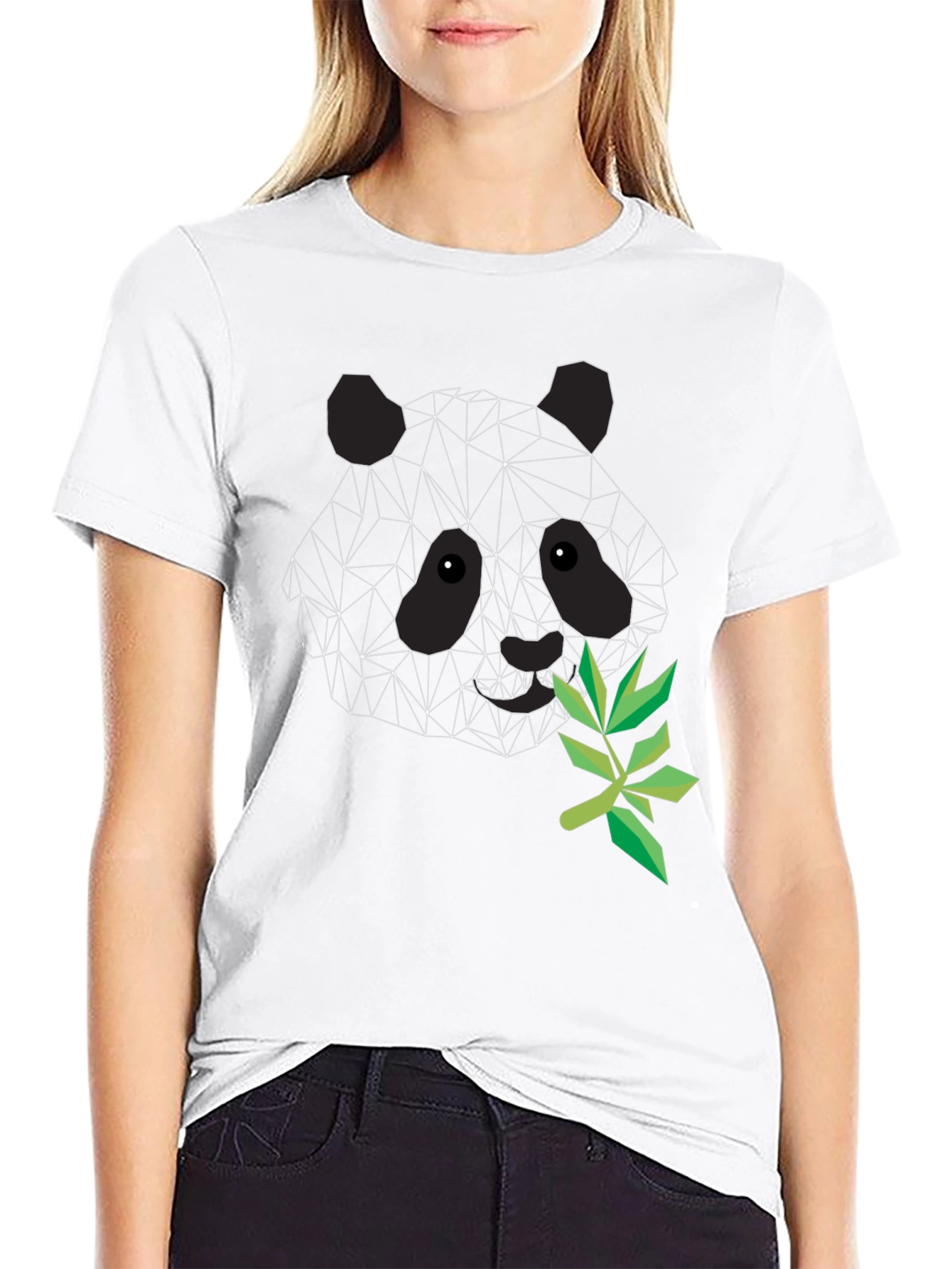 Geometric Panda T-Shirt - Stylish Black Tee