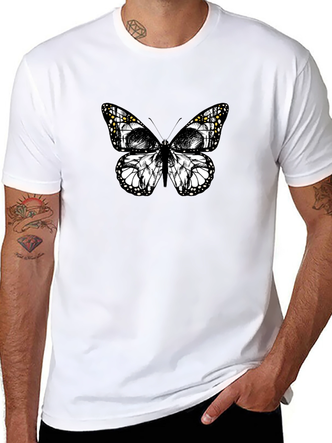 Butterfly Skull Graphic Tee - Black Cotton