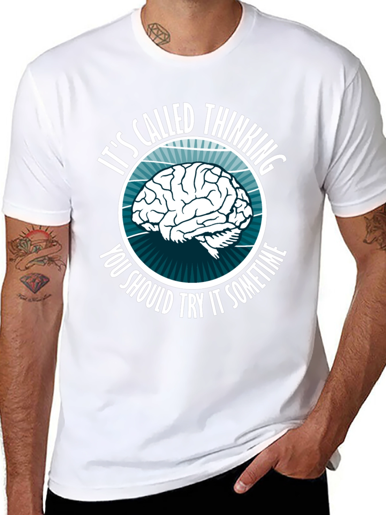 Thinking Brain Graphic T-Shirt - Novelty Slogan Tee