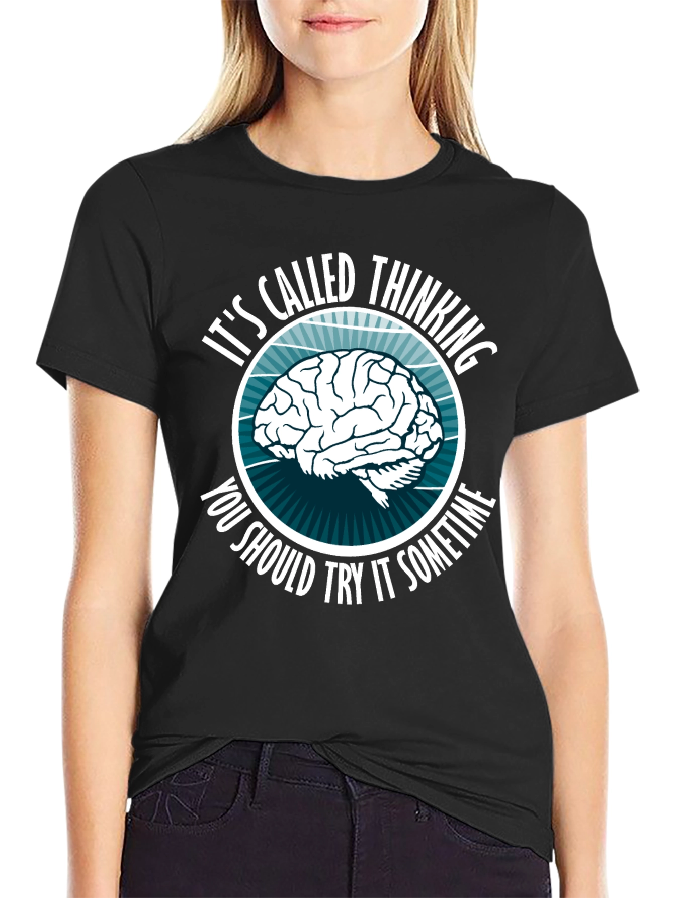 Thinking Brain Graphic T-Shirt - Novelty Slogan Tee