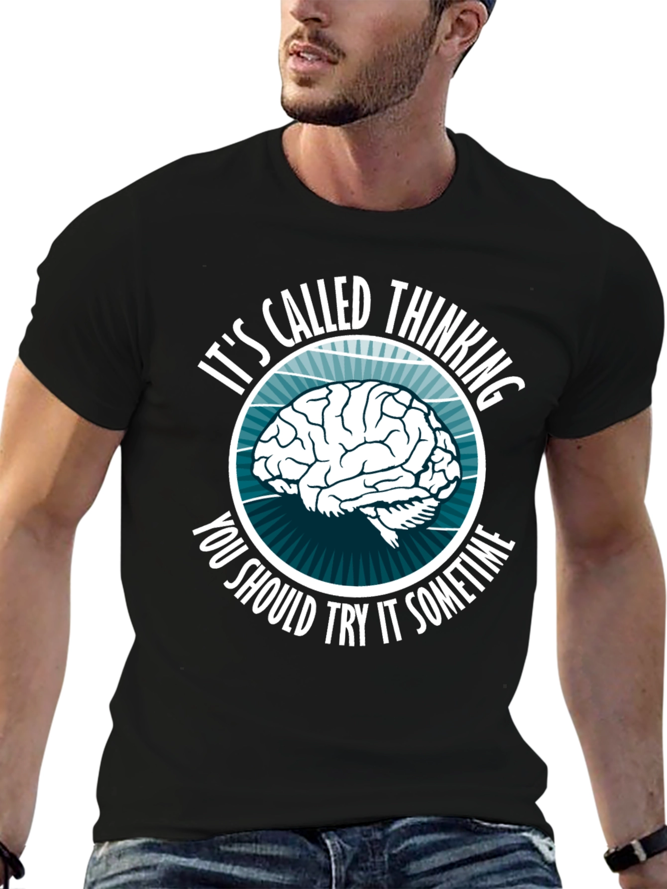 Thinking Brain Graphic T-Shirt - Novelty Slogan Tee