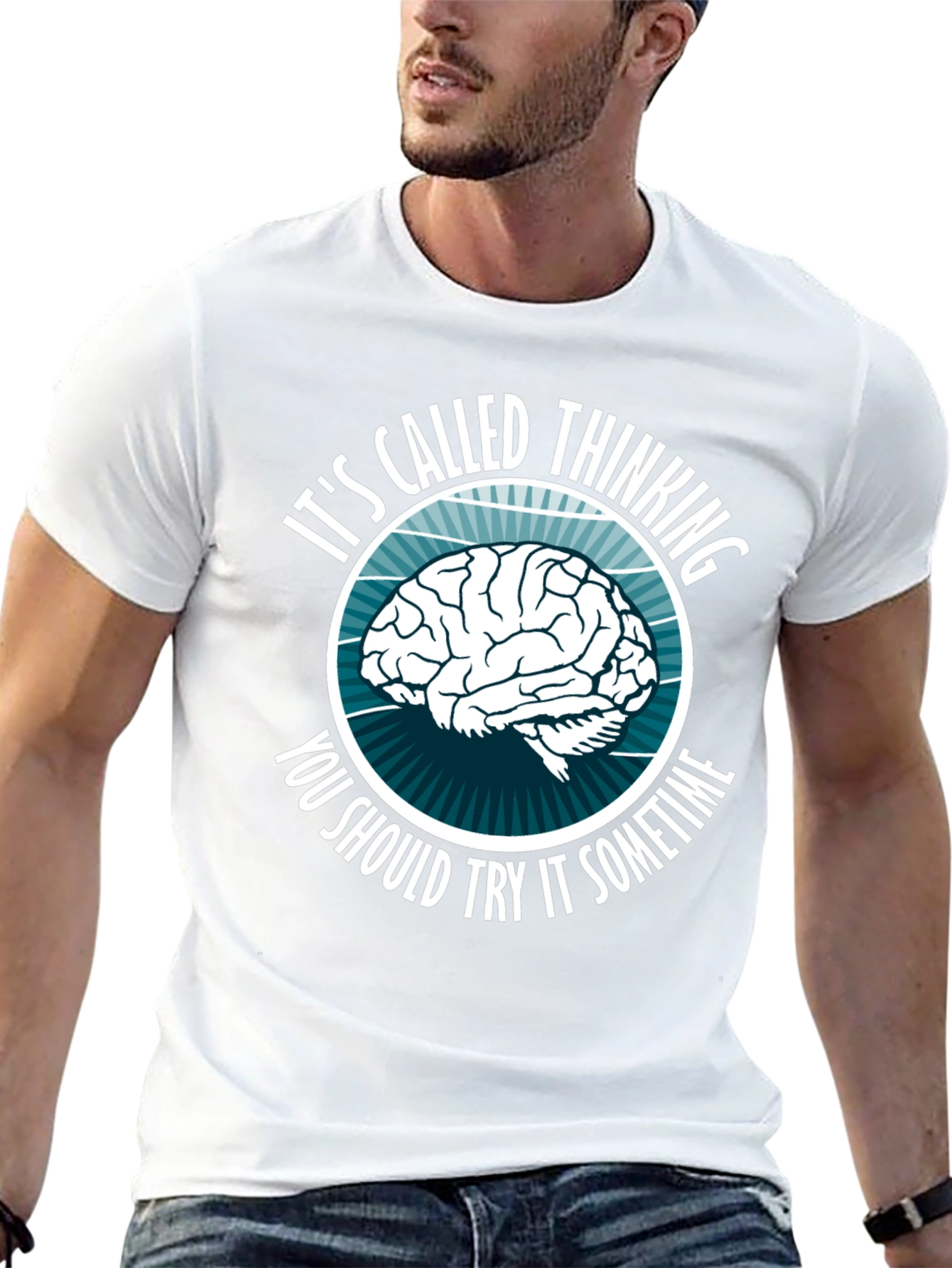 Thinking Brain Graphic T-Shirt - Novelty Slogan Tee