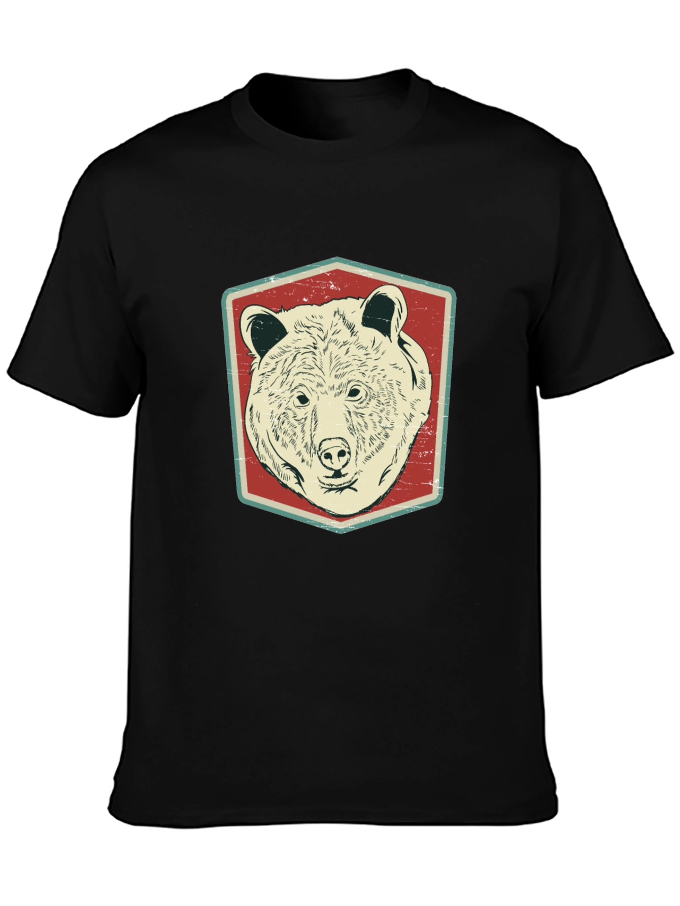 Retro Bear Graphic T-Shirt - Black Crew Neck Tee