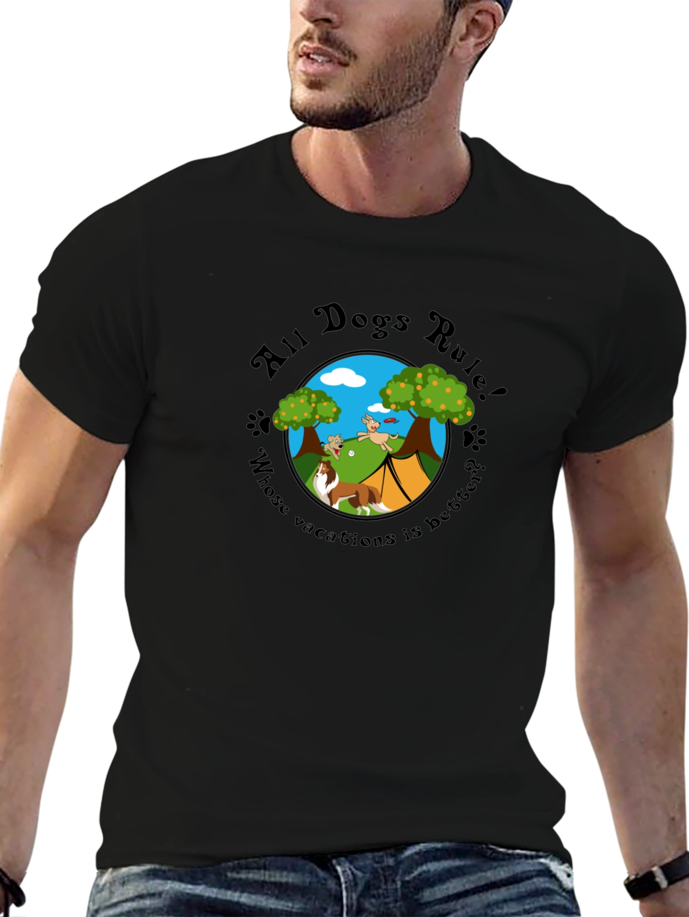 All Dogs Rule Camping T-Shirt – Funny Dog Lover Outdoor Graphic Tee