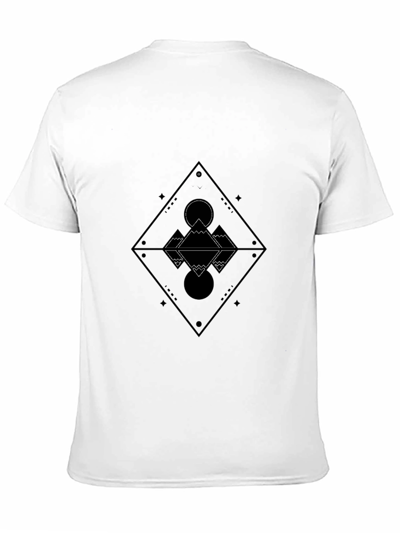 Geometric Mountain Reflection Graphic Tee - Black