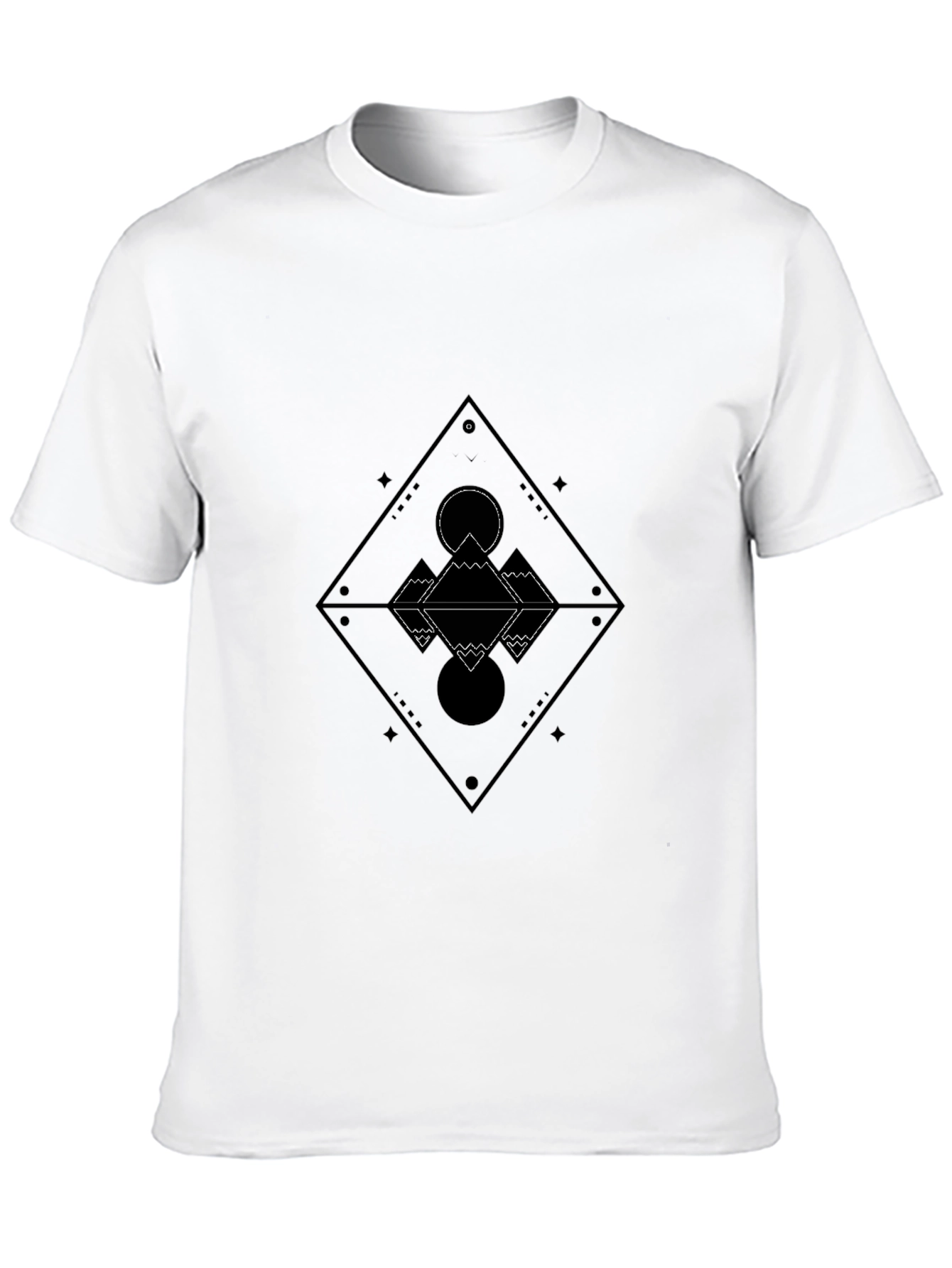 Geometric Mountain Reflection Graphic Tee - Black