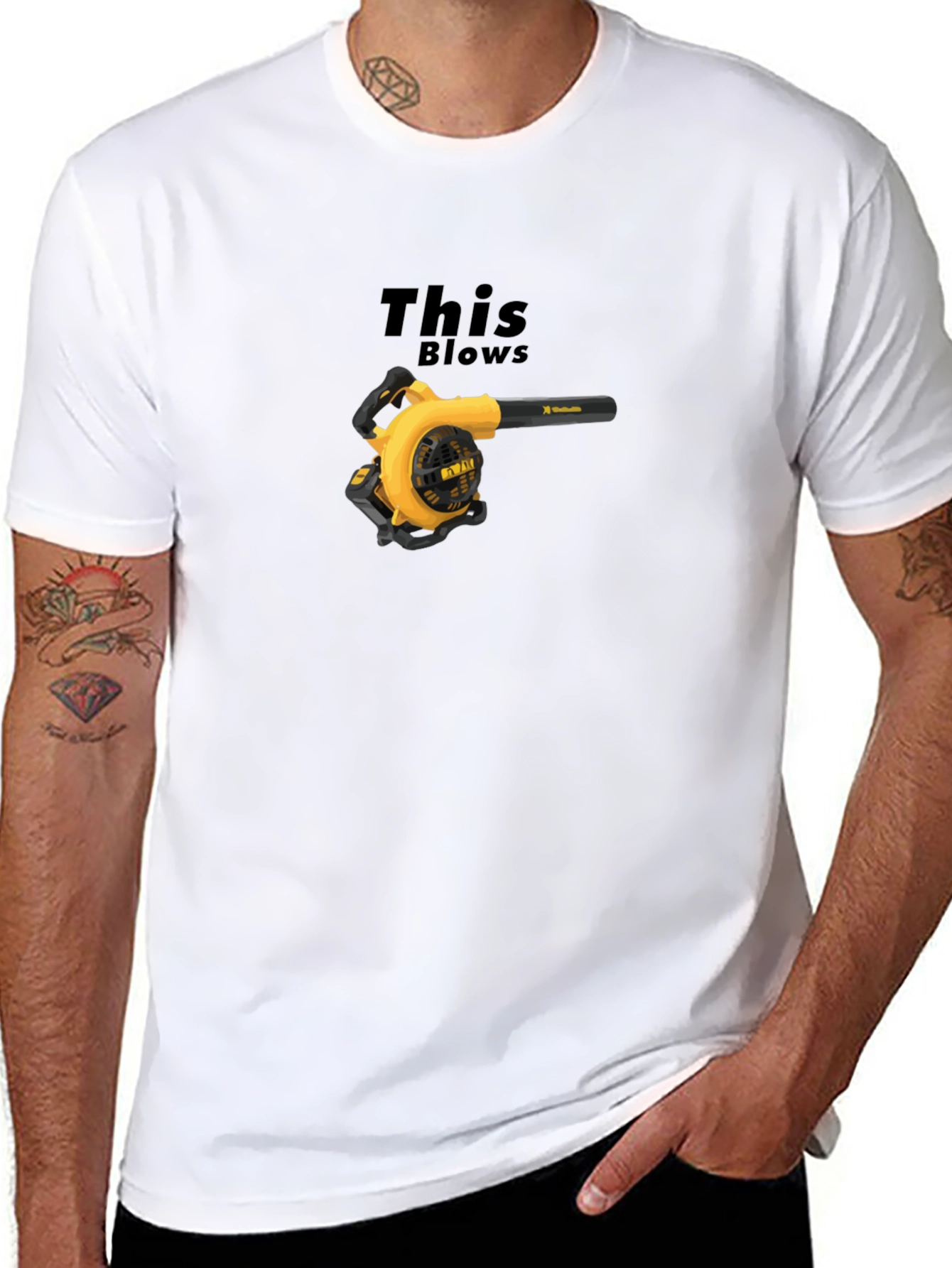 This Blows Leaf Blower Black Graphic T-Shirt