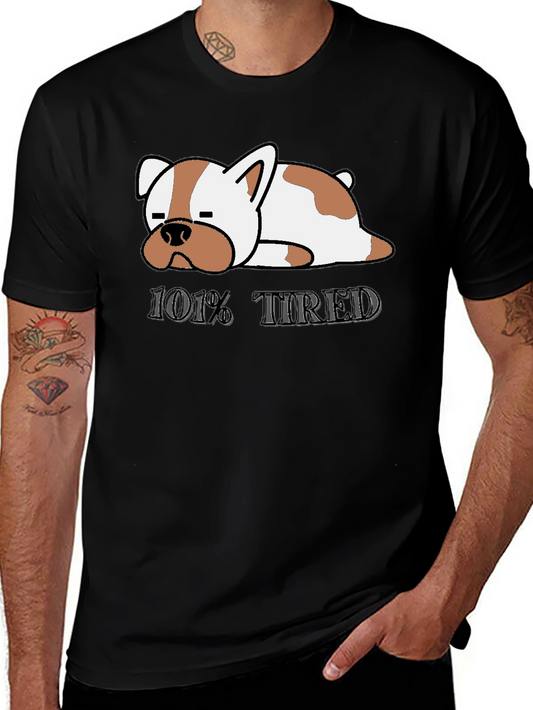 101% Tired Dog Graphic Black T-Shirt