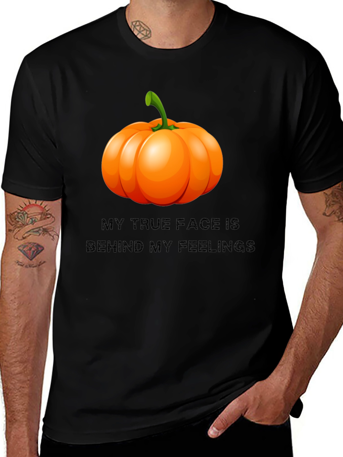 Pumpkin Face Graphic Tee - True Feelings Halloween T-Shirt