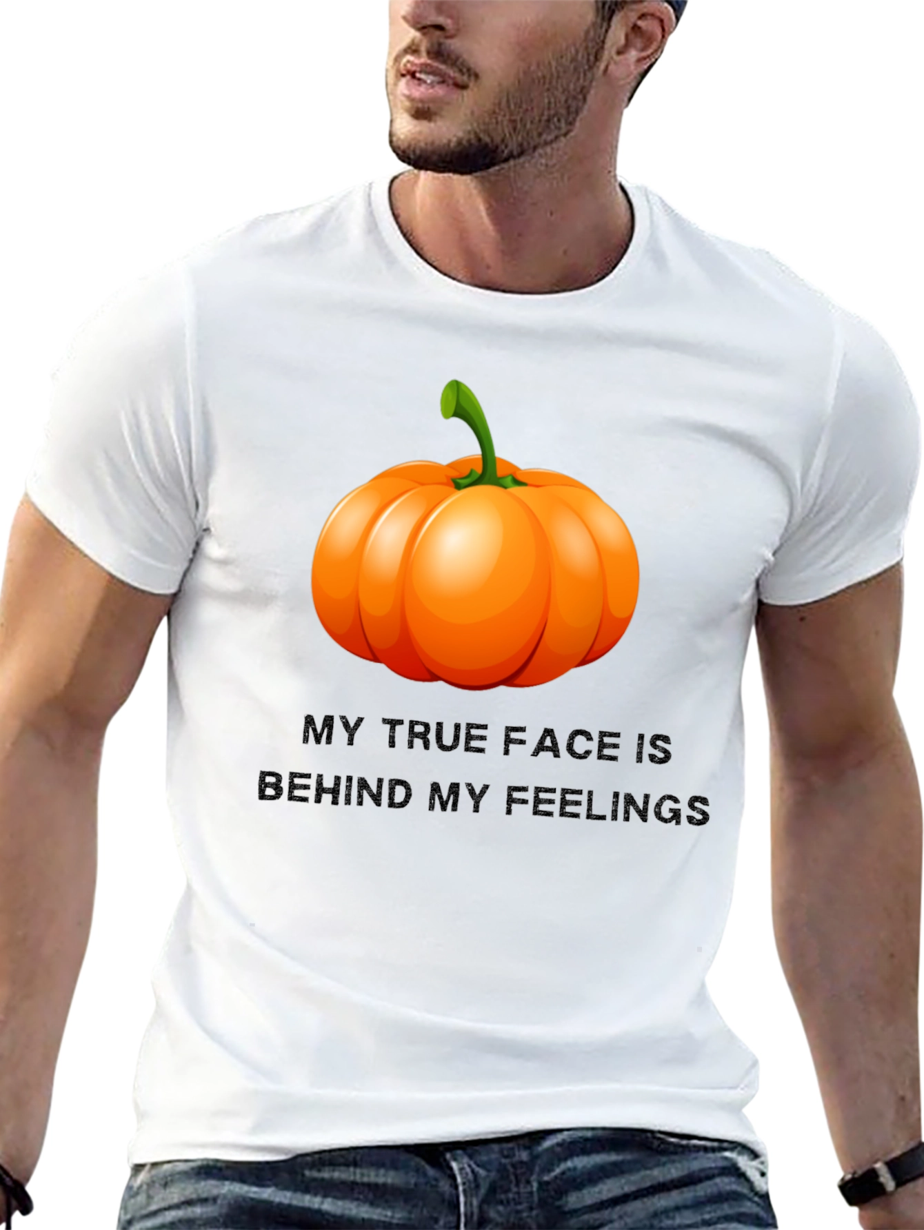 Pumpkin Face Graphic Tee - True Feelings Halloween T-Shirt
