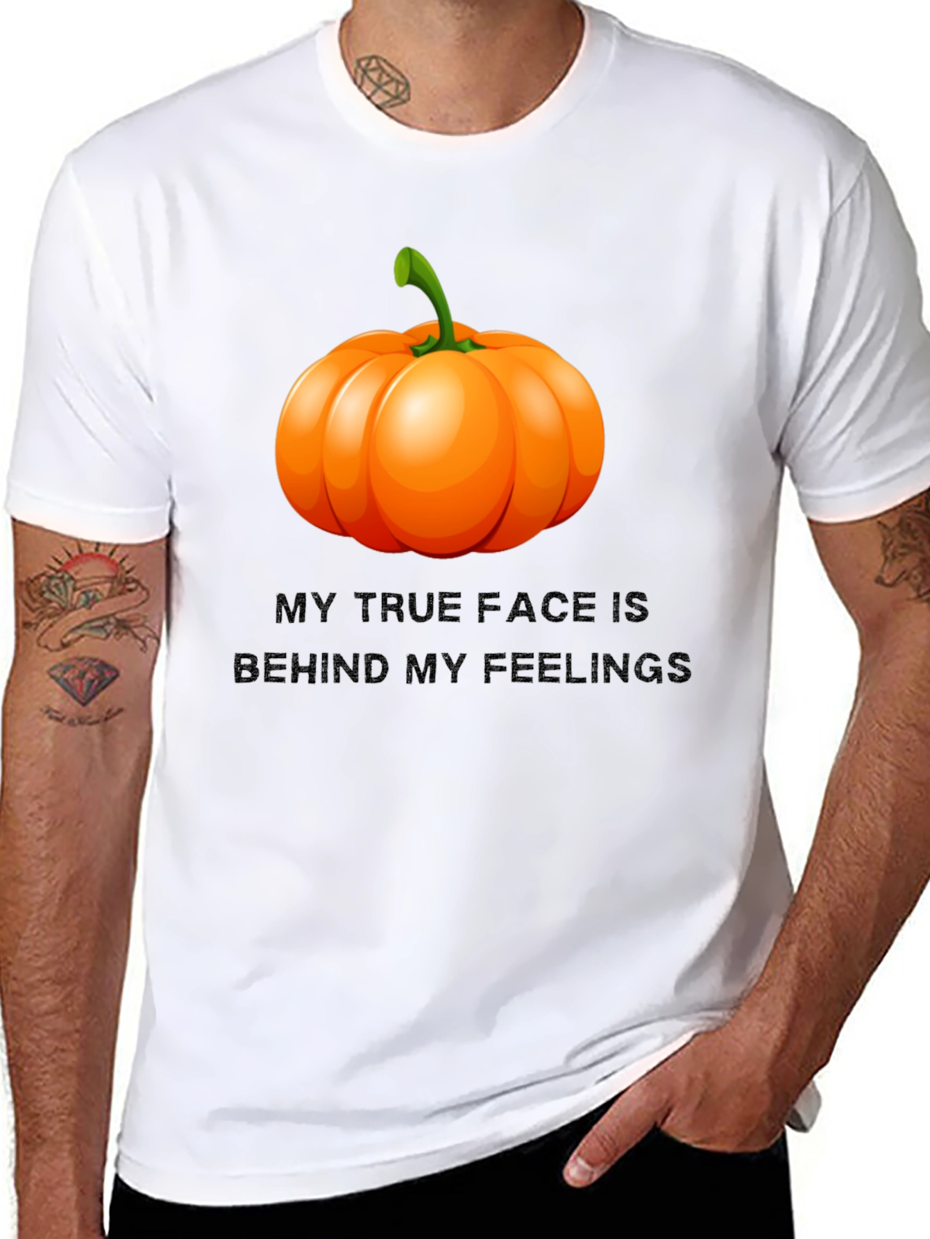 Pumpkin Face Graphic Tee - True Feelings Halloween T-Shirt
