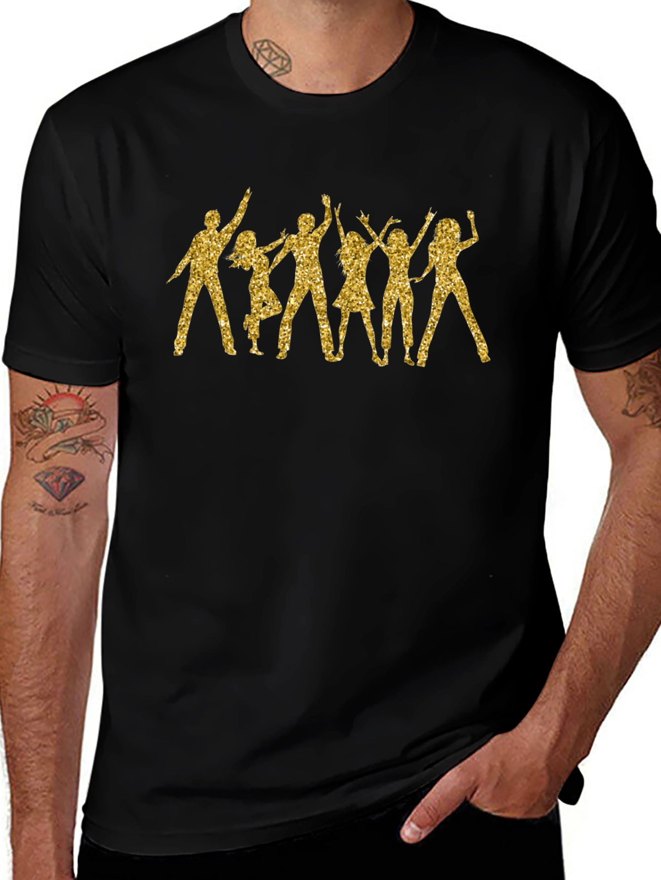 Glitter Party Silhouette Black T-Shirt