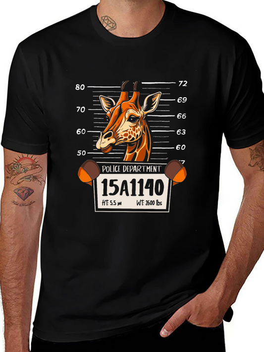 Giraffe Mugshot Graphic Tee - Novelty Animal T-Shirt