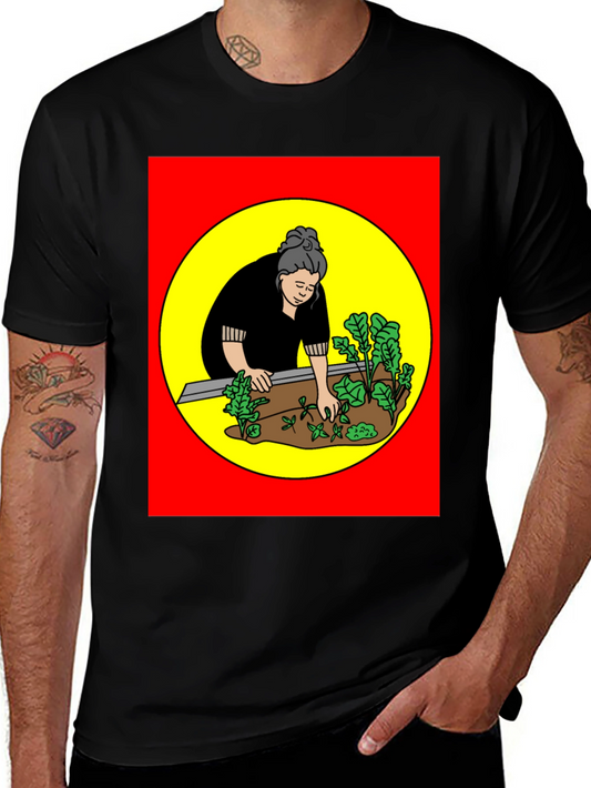 Gardening Woman Graphic T-Shirt - Black