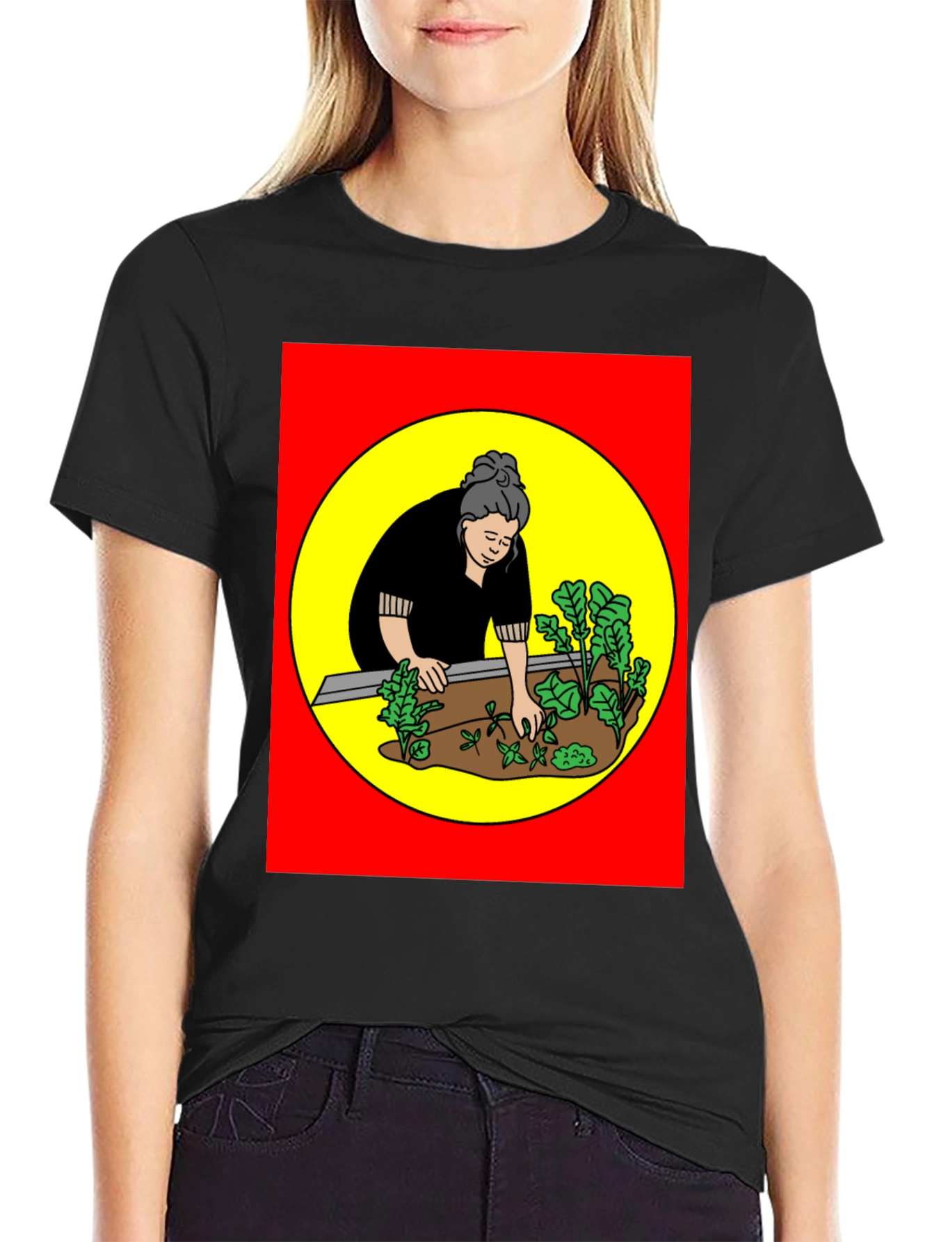 Gardening Woman Graphic T-Shirt - Black