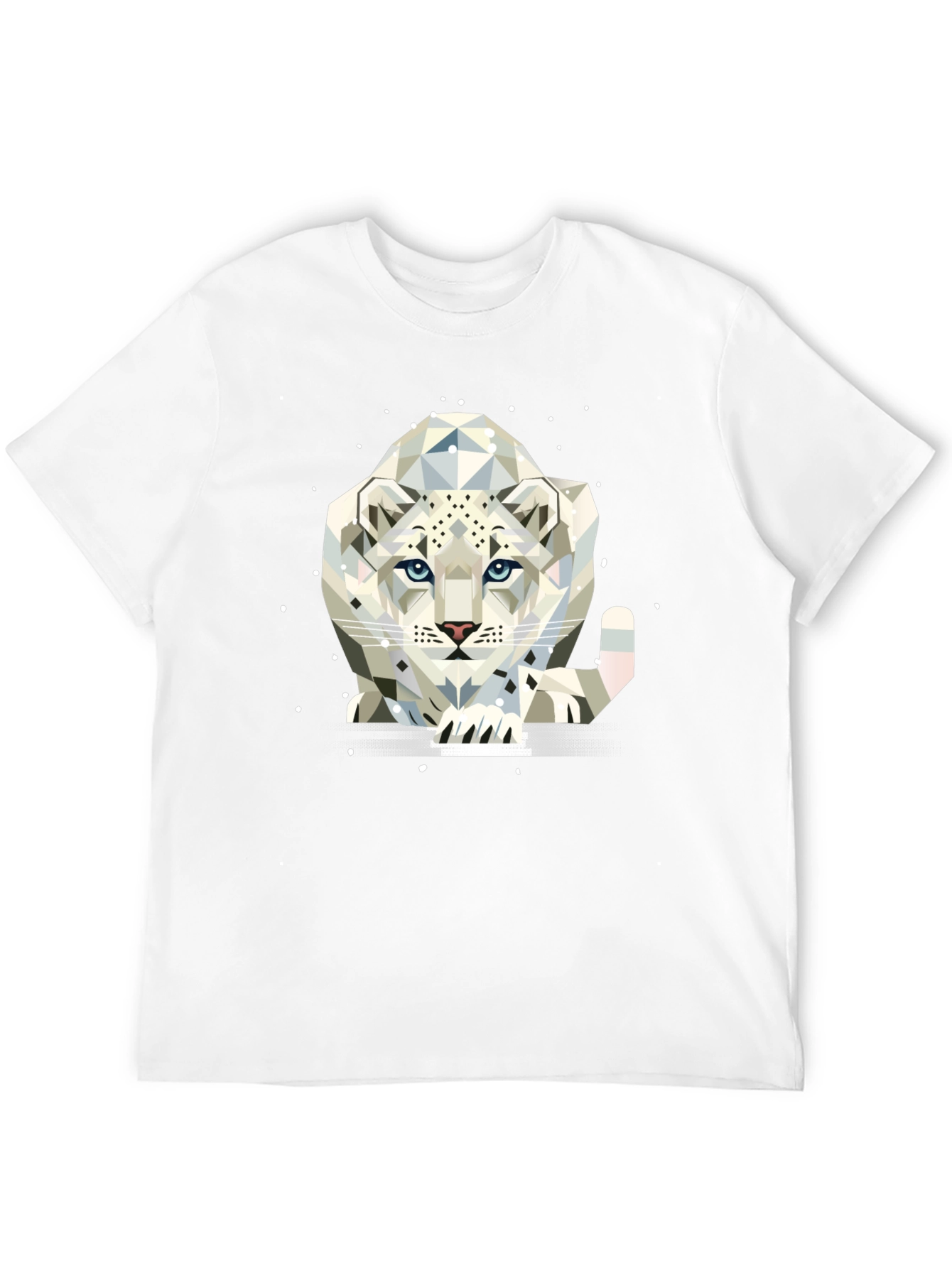 Geometric Snow Leopard Graphic Tee - Black T-Shirt