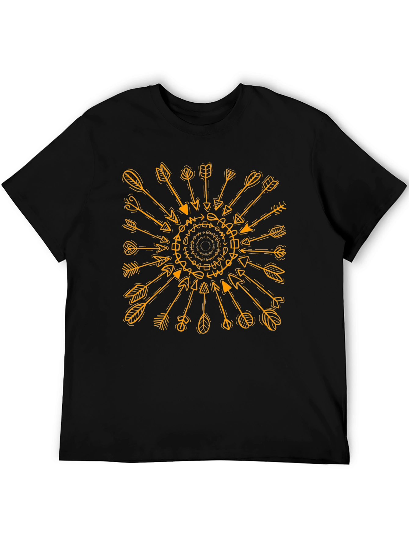 Geometric Arrows Graphic Print Black T-Shirt