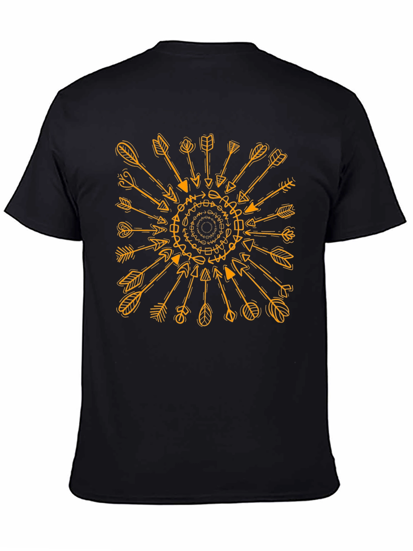 Geometric Arrows Graphic Print Black T-Shirt
