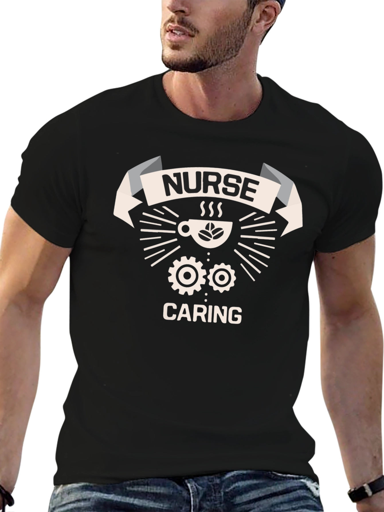 Nurse Caring T-Shirt - Coffee & Gears Design