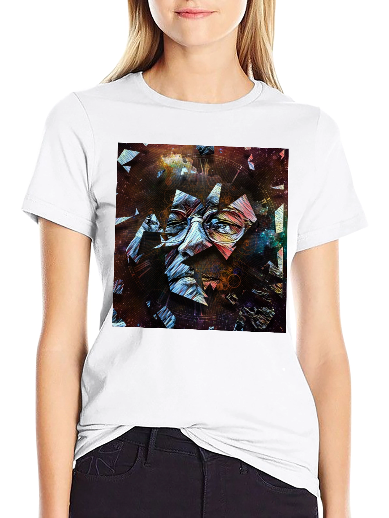 Abstract Face Print Mens Black T-Shirt
