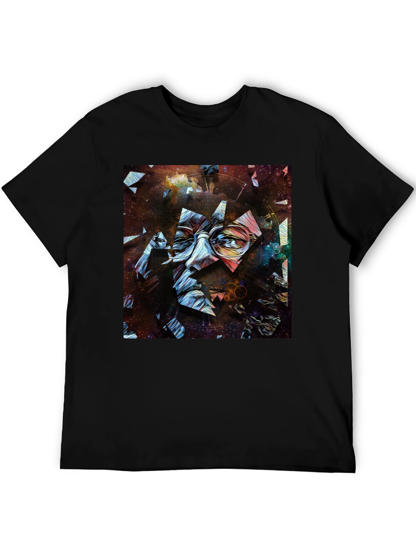 Abstract Face Print Mens Black T-Shirt