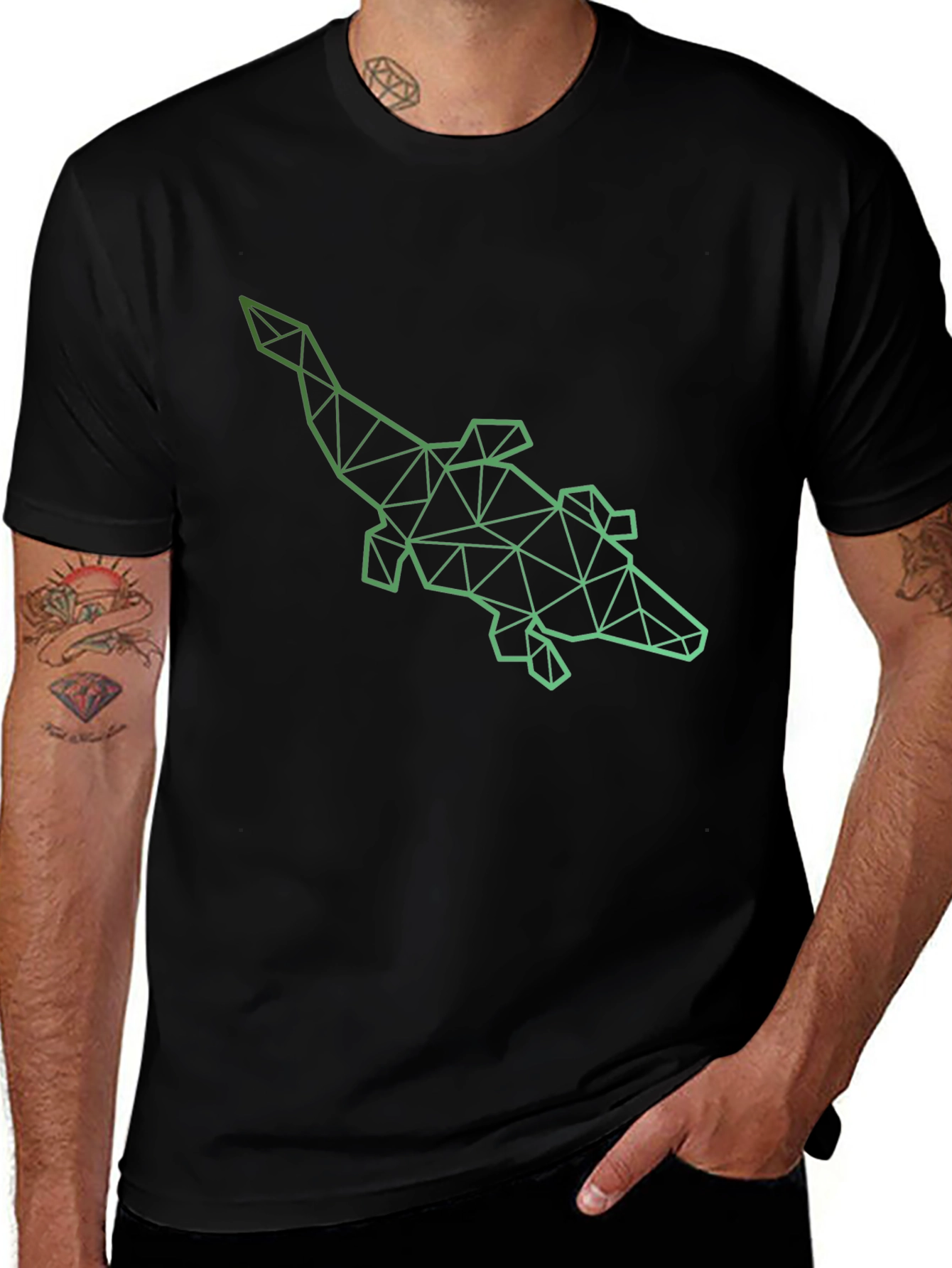 Geometric Alligator Graphic Tee - Modern Style