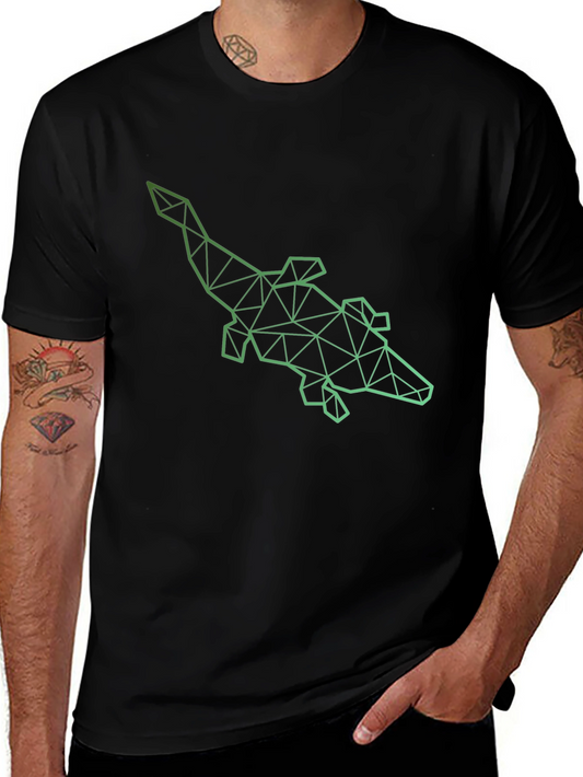 Geometric Alligator Graphic Tee - Modern Style