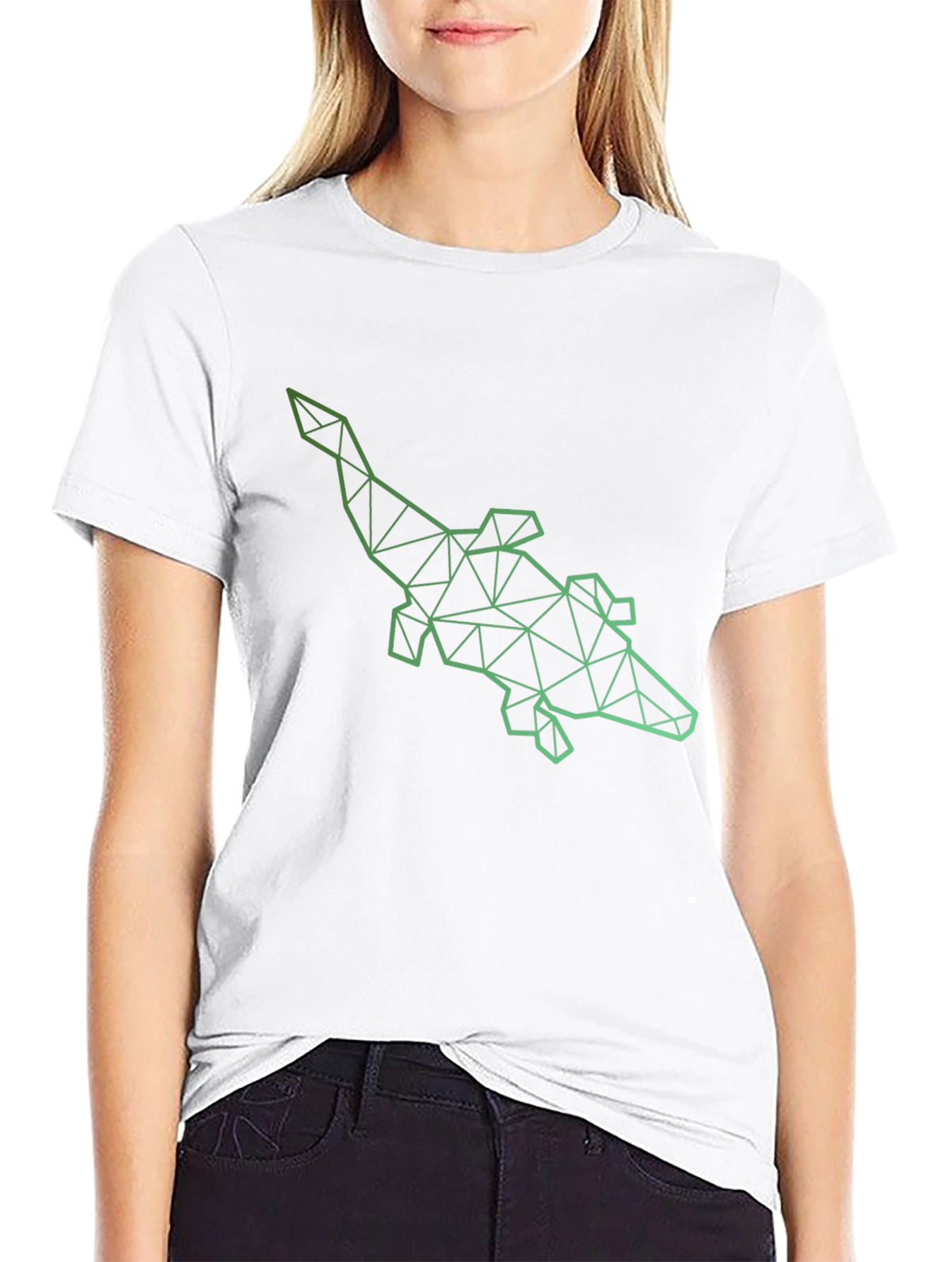 Geometric Alligator Graphic Tee - Modern Style