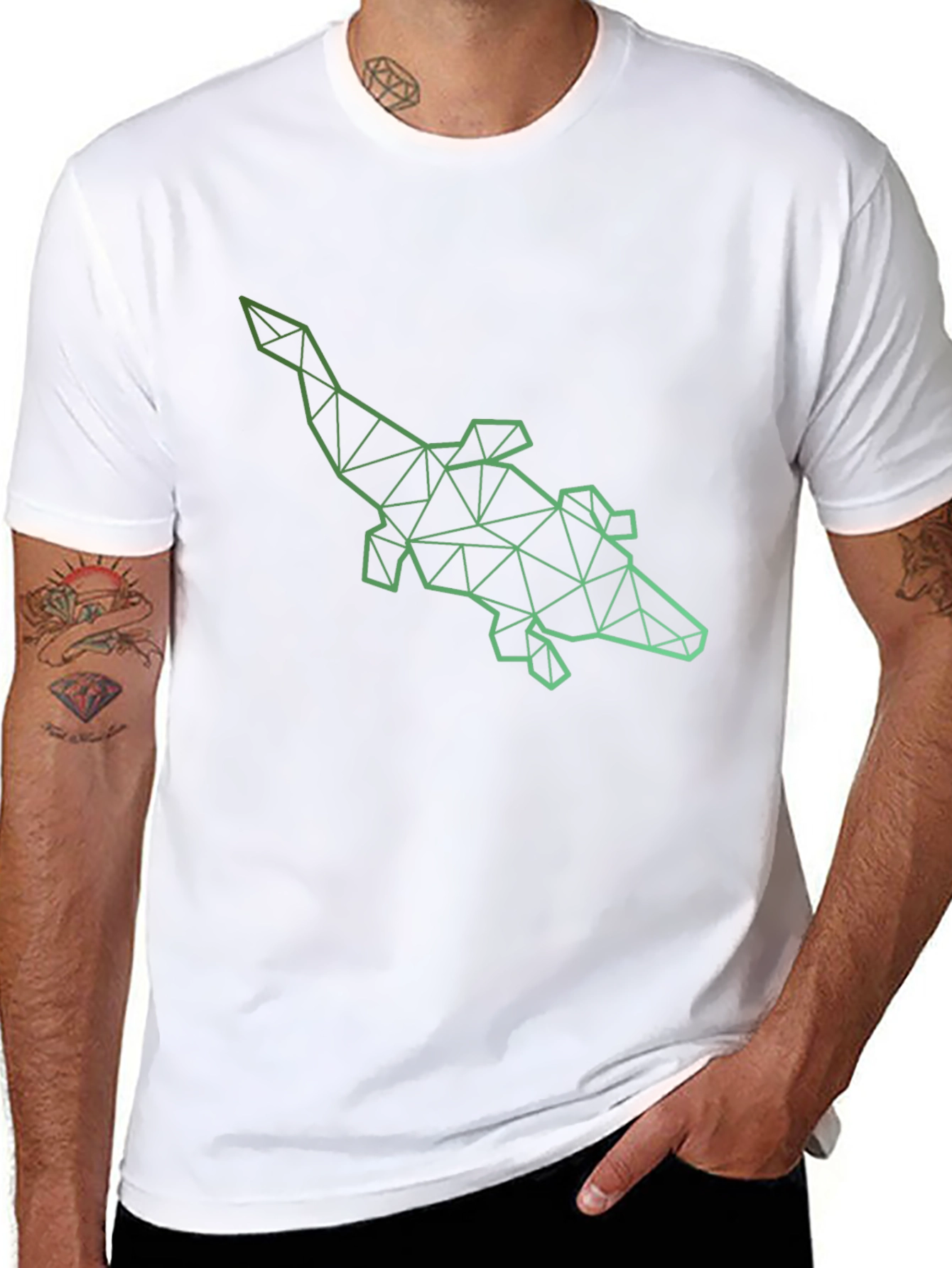 Geometric Alligator Graphic Tee - Modern Style
