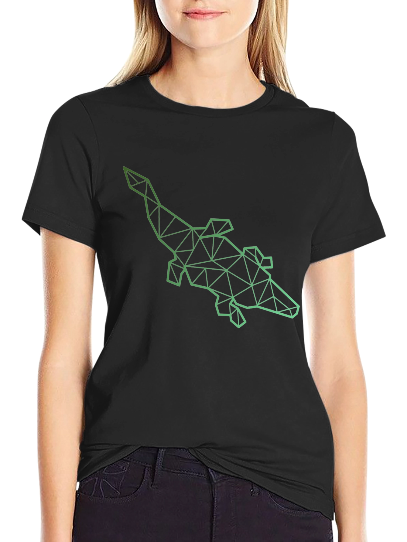 Geometric Alligator Graphic Tee - Modern Style