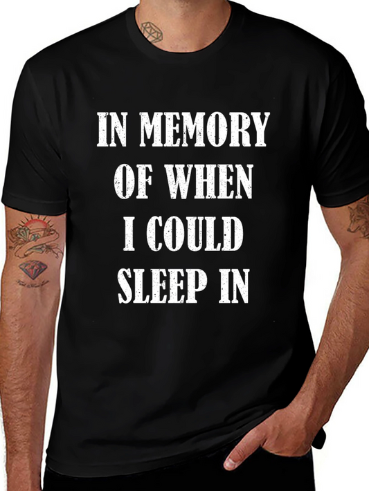Funny Sleep In T-Shirt - Black Cotton Tee for Tired Individuals