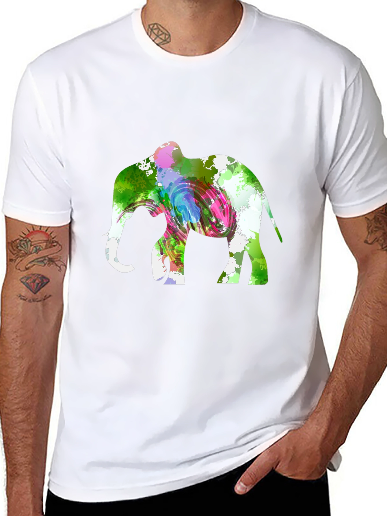 Abstract Elephant Graphic Black Tee