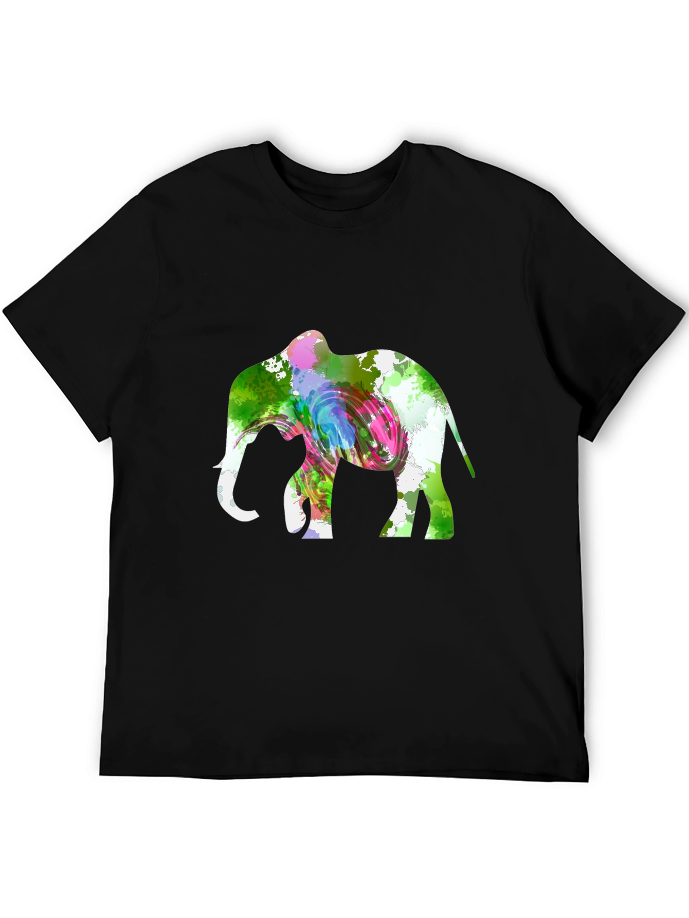Abstract Elephant Graphic Black Tee