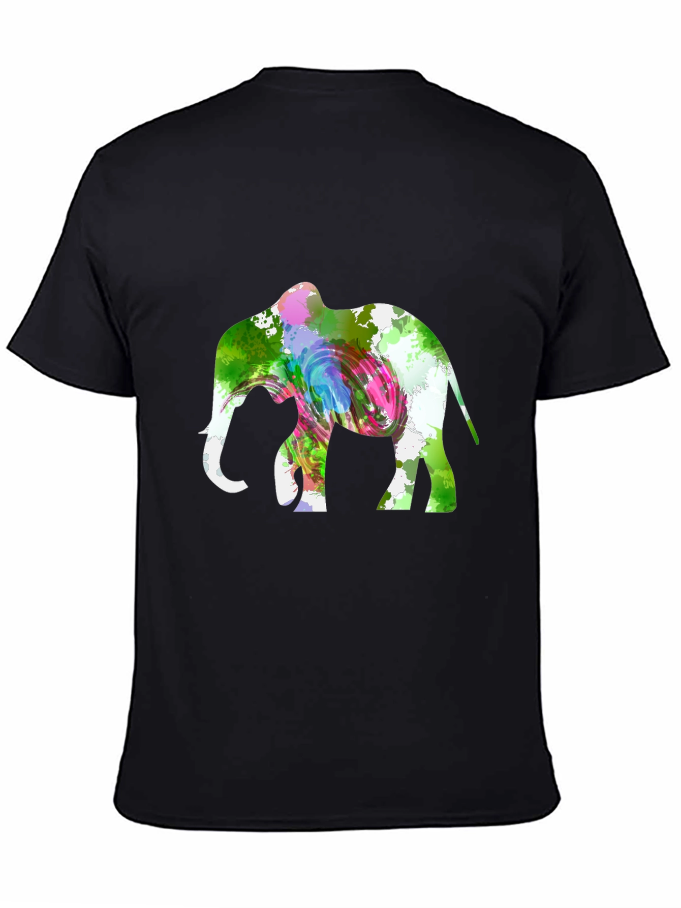 Abstract Elephant Graphic Black Tee