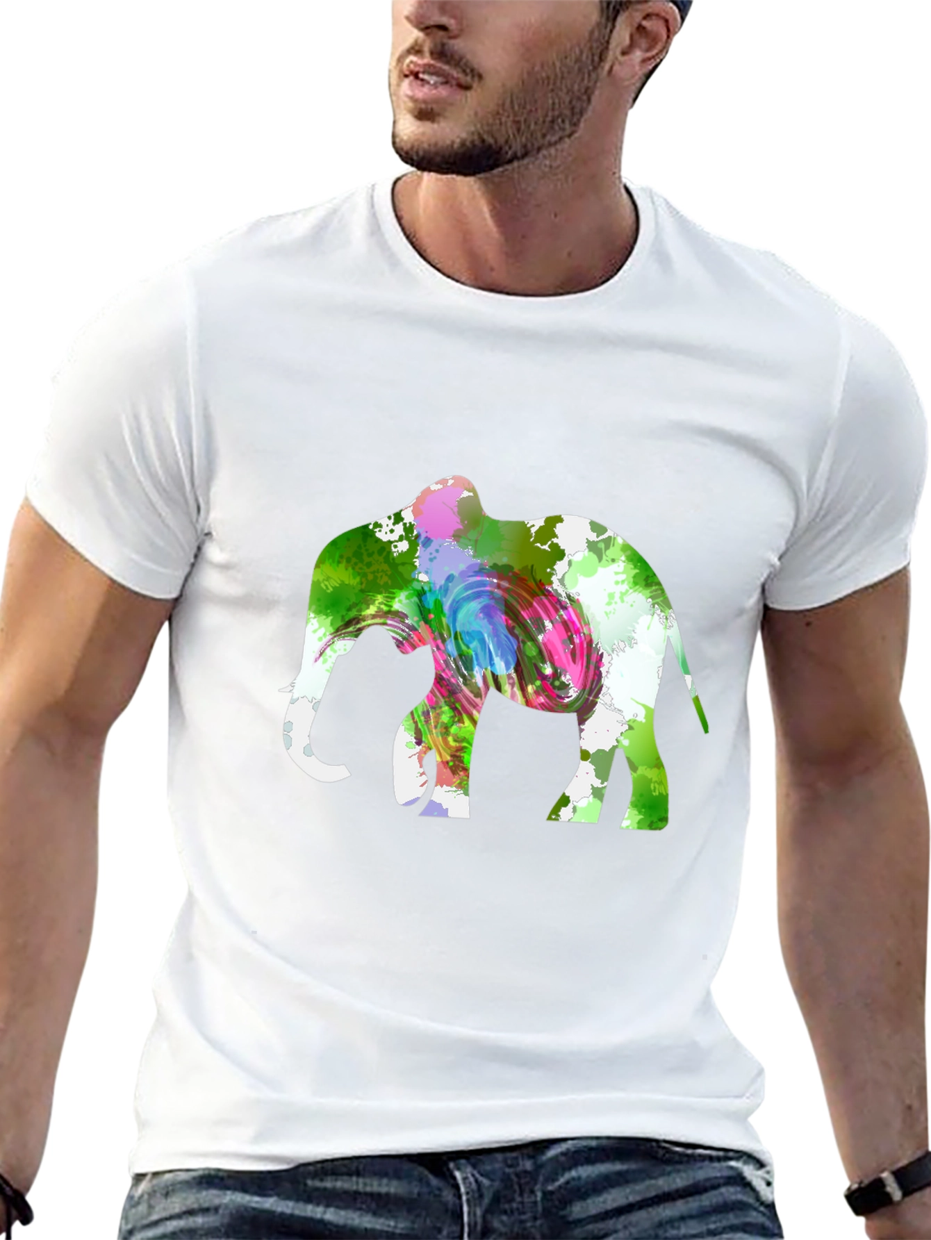 Abstract Elephant Graphic Black Tee