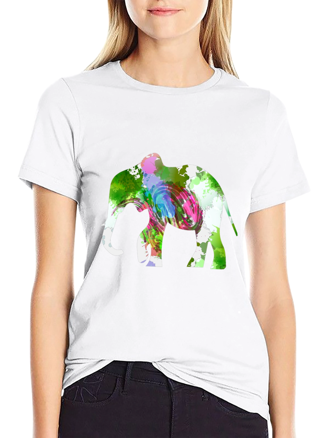 Abstract Elephant Graphic Black Tee