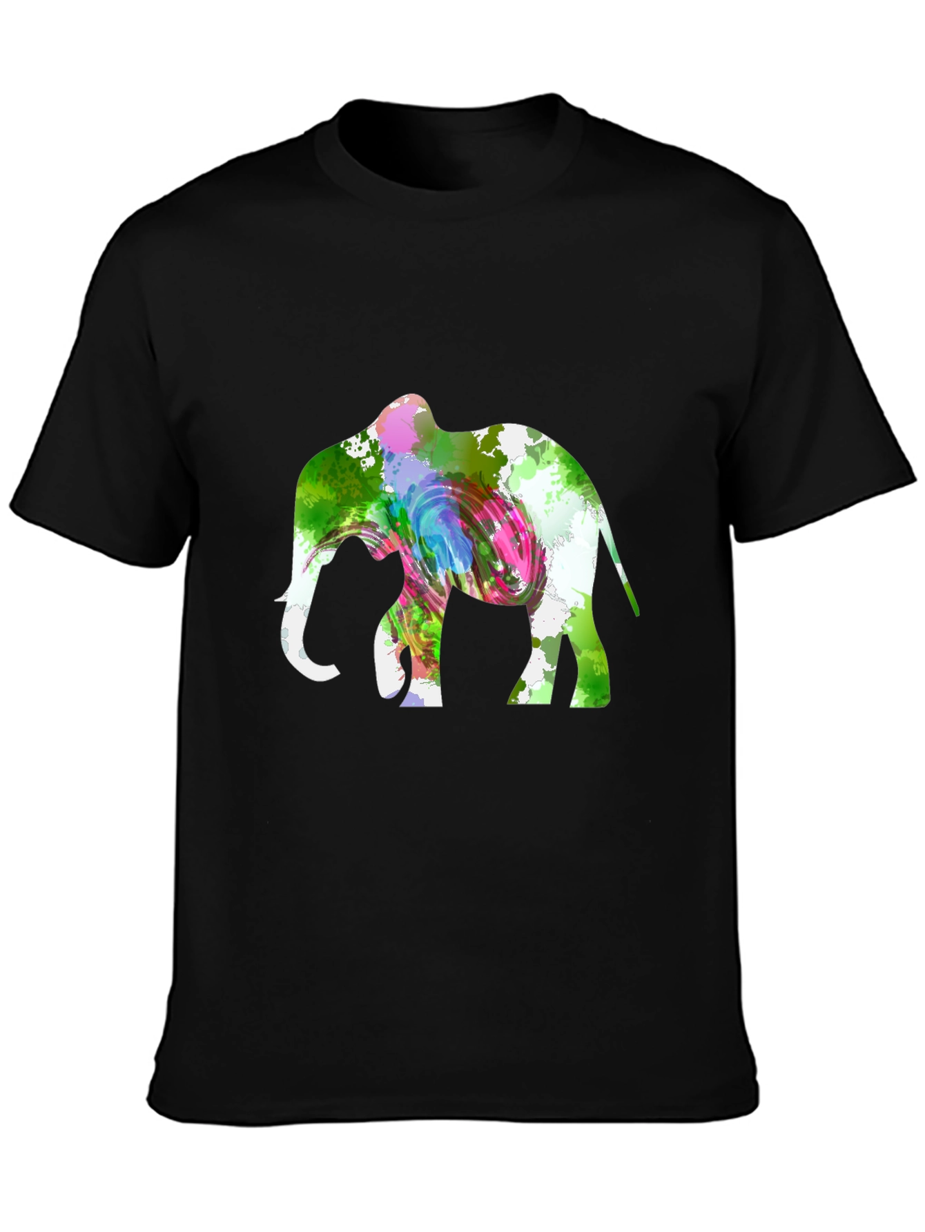 Abstract Elephant Graphic Black Tee