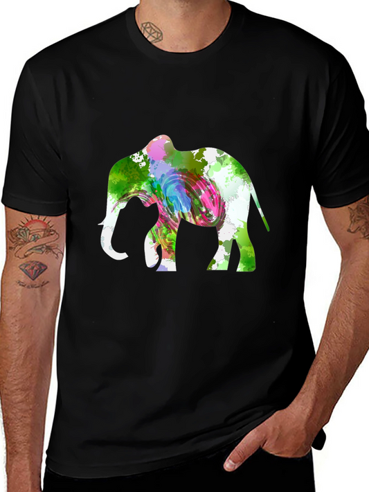 Abstract Elephant Graphic Black Tee