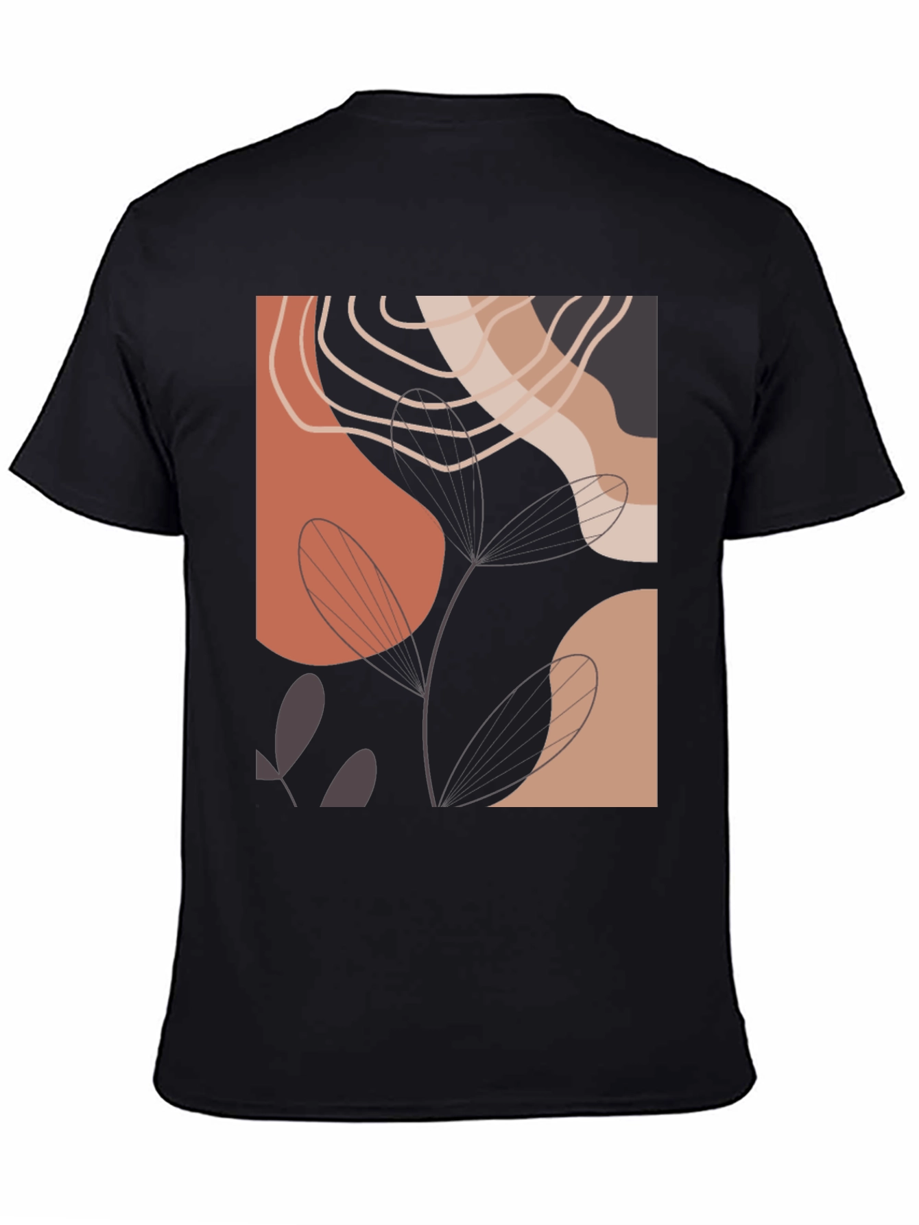 Abstract Art Print Black Crew Neck Tee