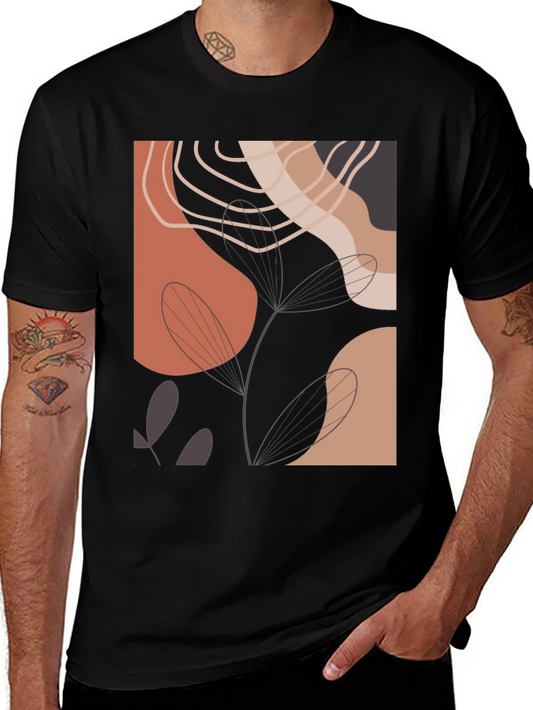 Abstract Art Print Black Crew Neck Tee