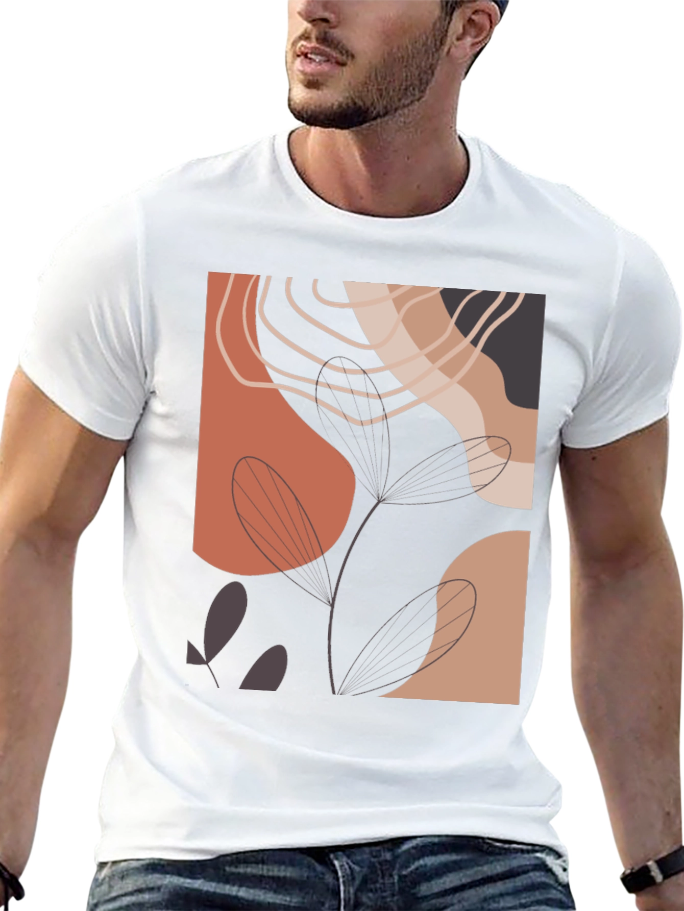 Abstract Art Print Black Crew Neck Tee