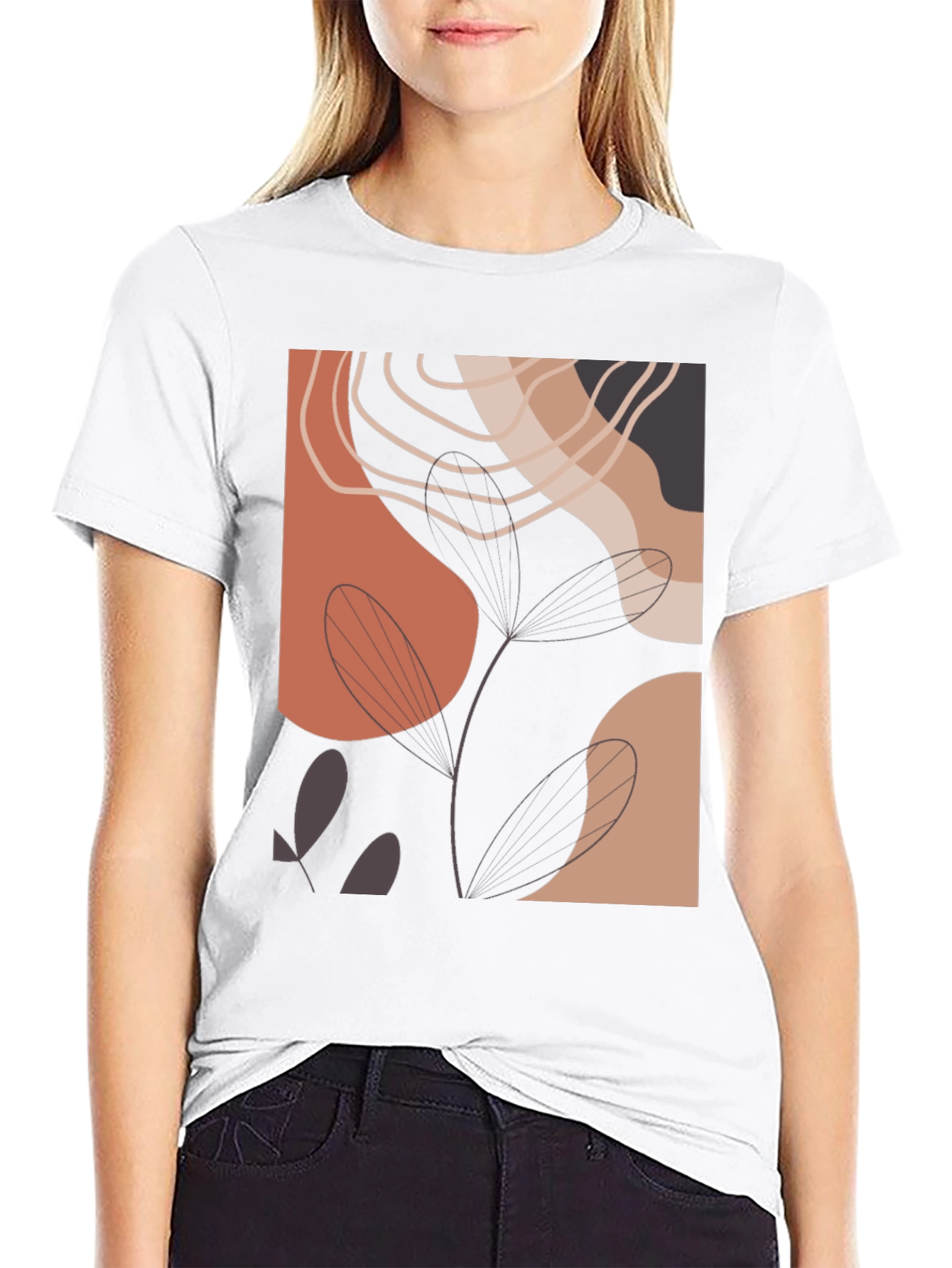 Abstract Art Print Black Crew Neck Tee