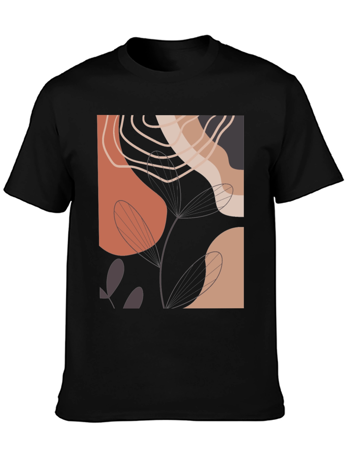 Abstract Art Print Black Crew Neck Tee