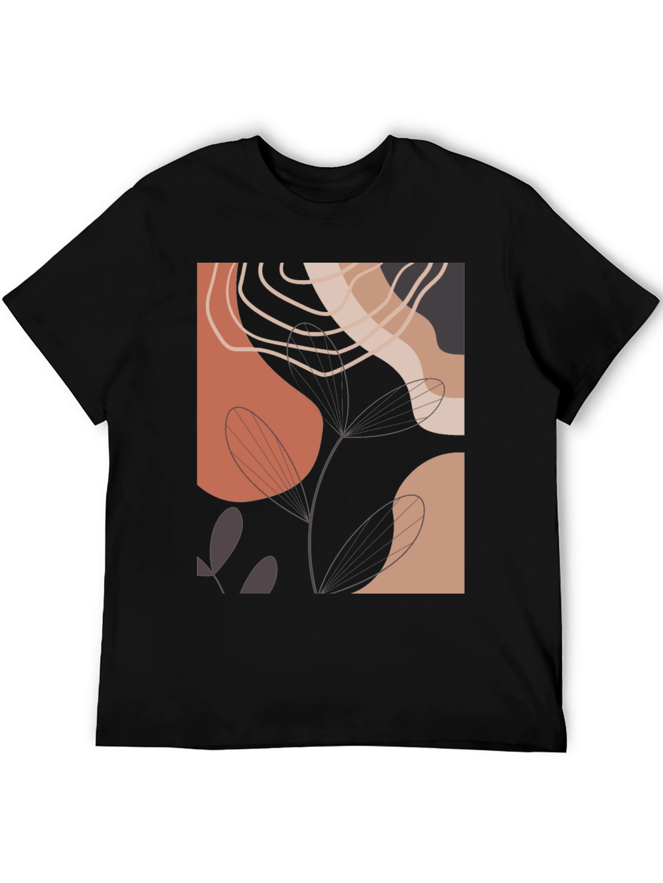 Abstract Art Print Black Crew Neck Tee