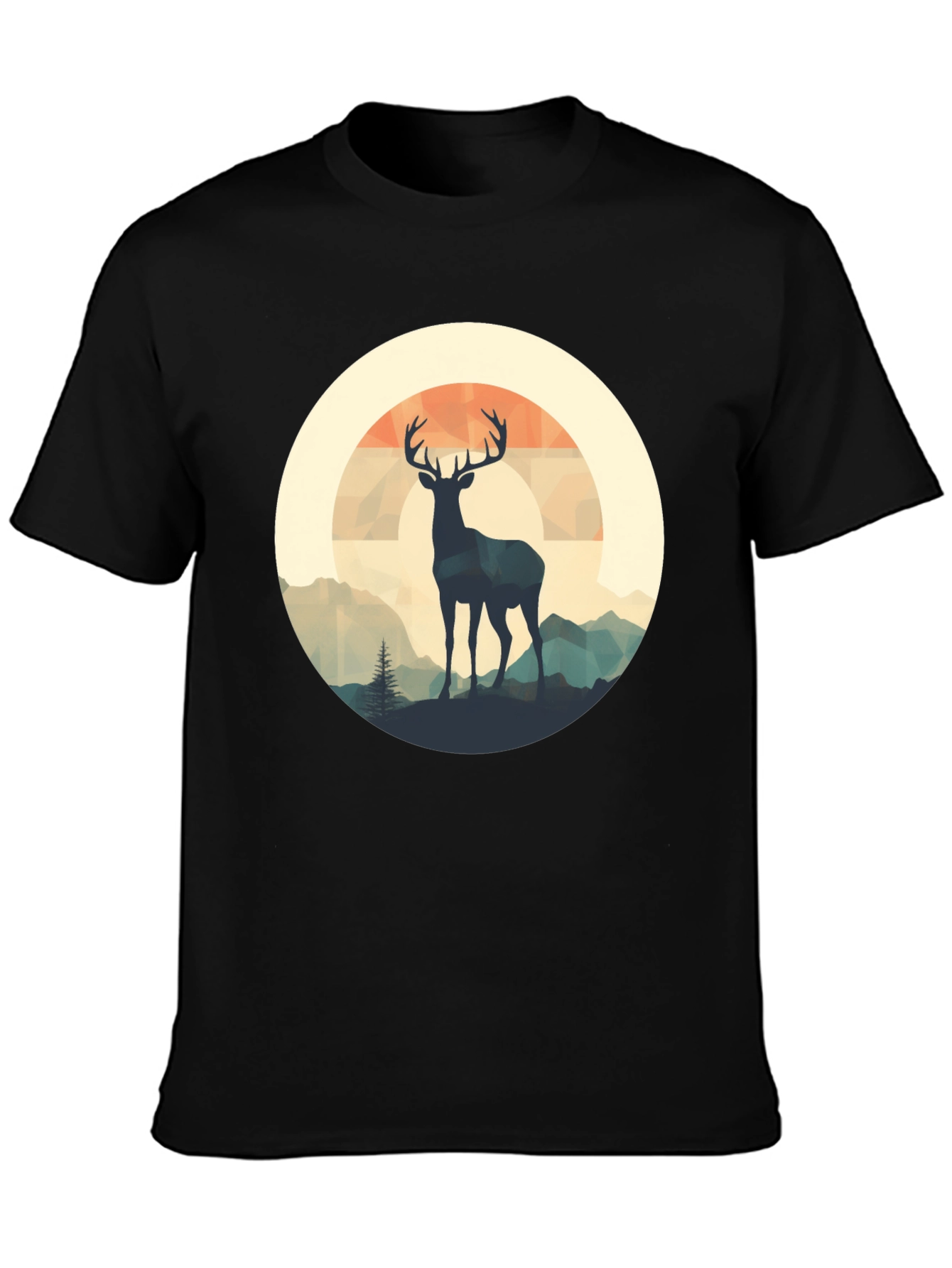 Deer Silhouette Graphic Tee - Black