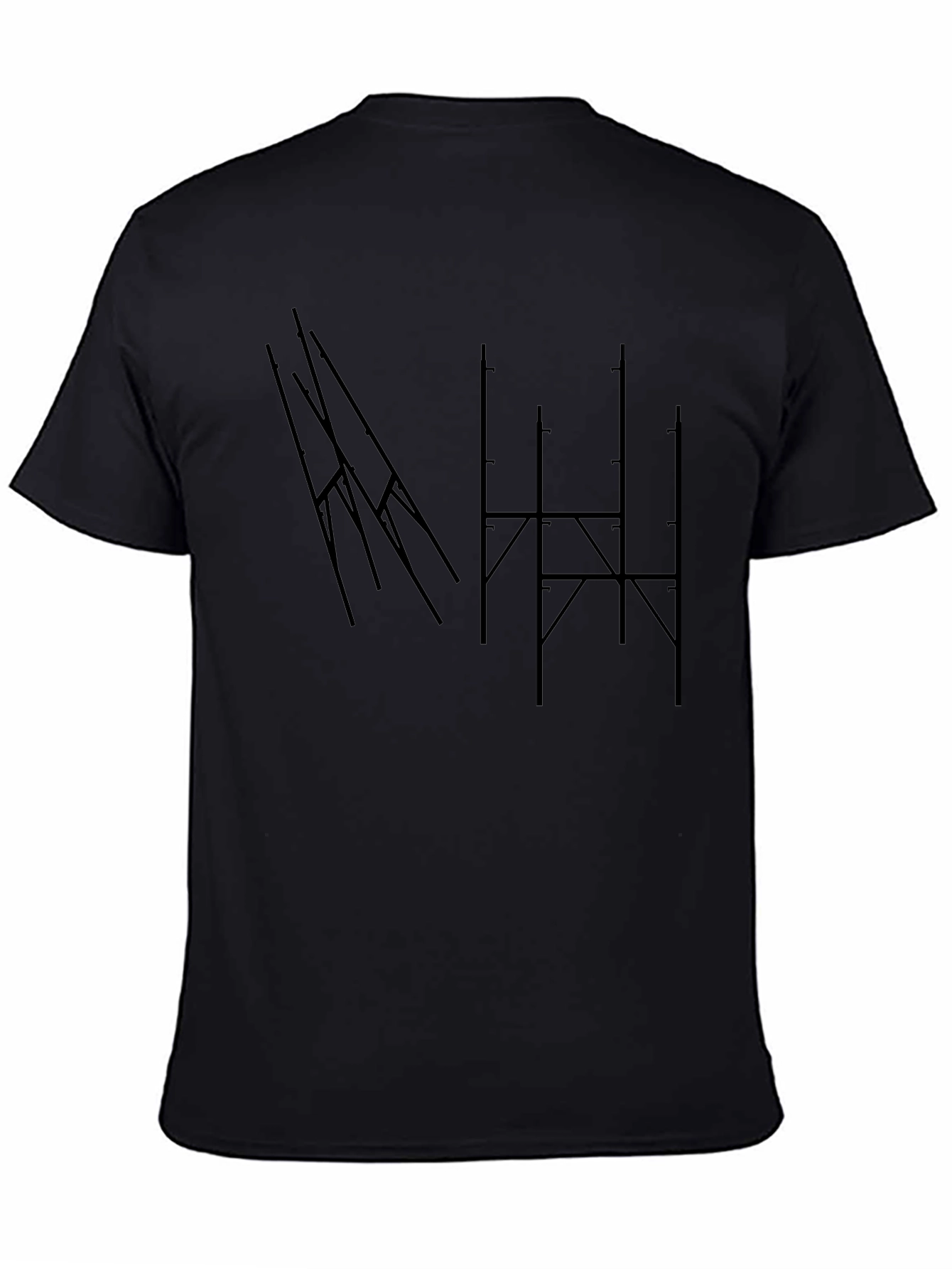 Abstract Geometric Graphic Tee - Mens Black T-Shirt