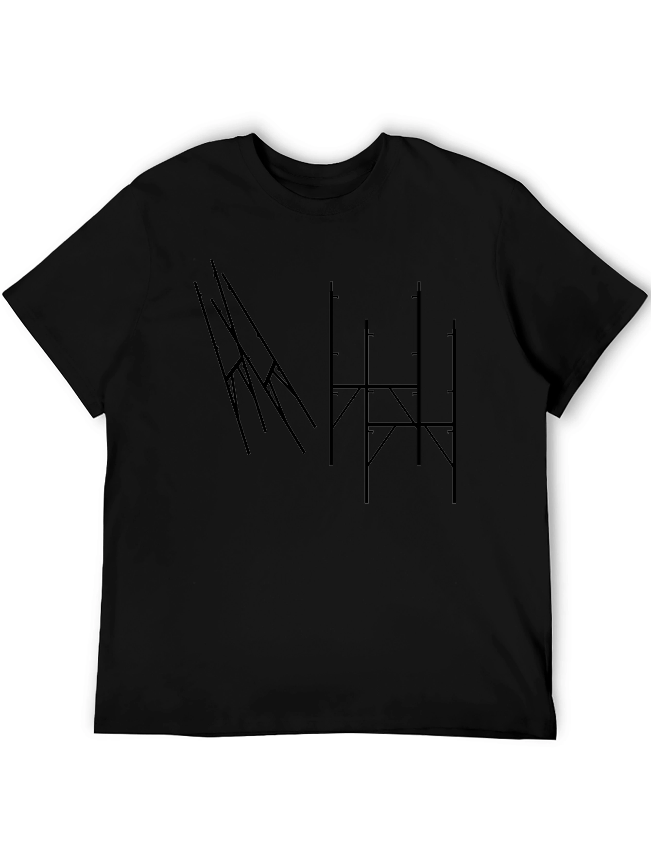 Abstract Geometric Graphic Tee - Mens Black T-Shirt