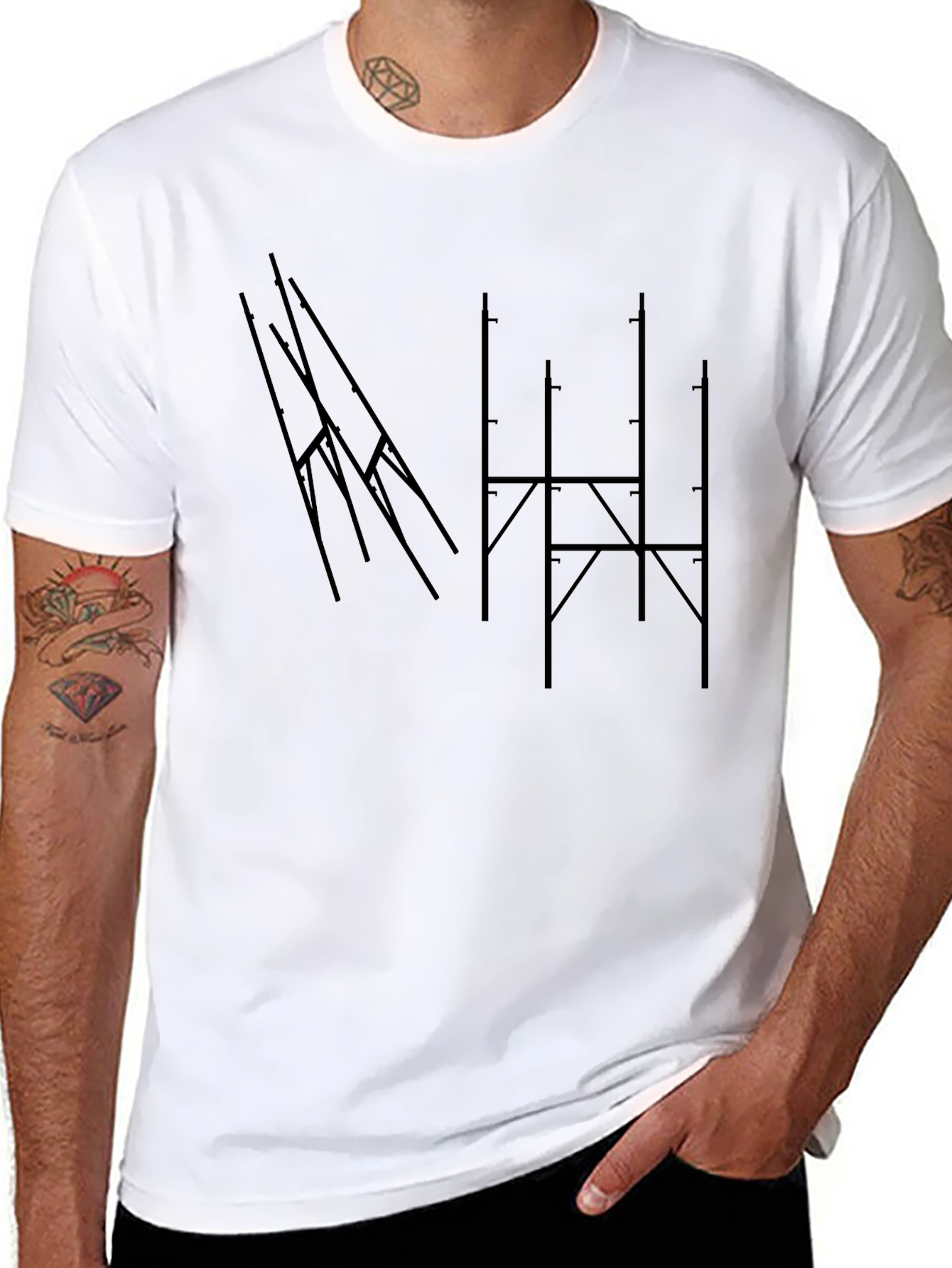 Abstract Geometric Graphic Tee - Mens Black T-Shirt