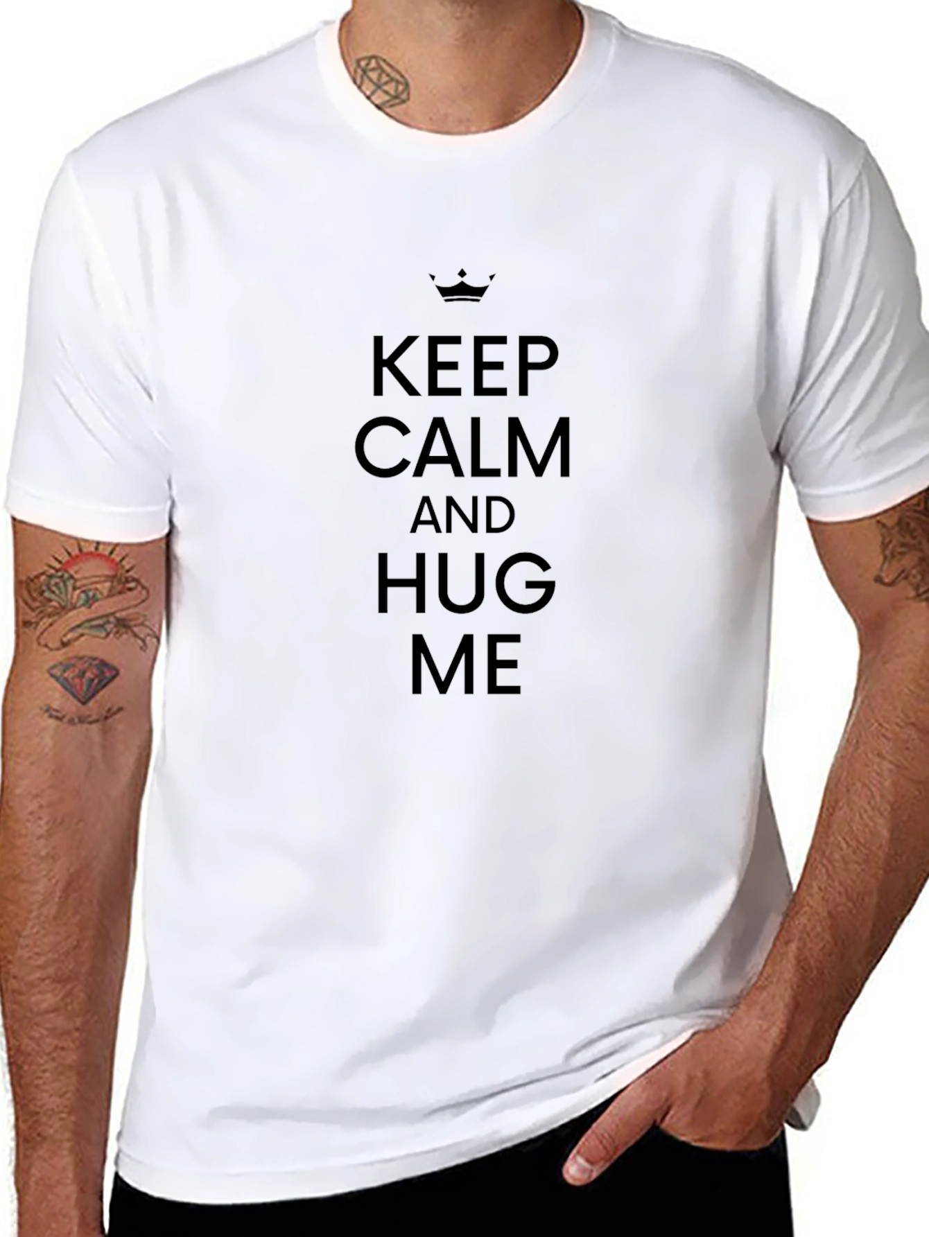Keep Calm and Hug Me Black T-Shirt